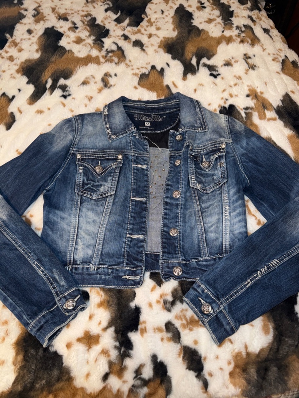 Dark Wash and Gems-Miss Me Jean Jacket